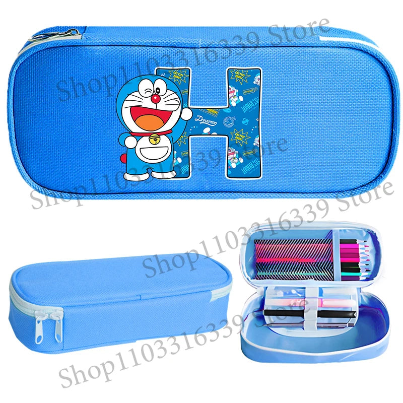 Doraemon Pencil Case Cartoon Letter Pen Bag Teenager Large Capacity Stationery Bag Student Back To School Kawaii Pen Pouch Gift