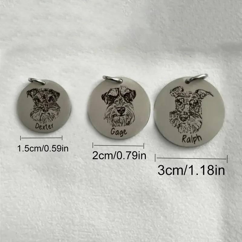 Custom Stainless Steel Pet Photo Pendant round Engraved Jewelry for Dogs Custom Pet Pendant Can Be Hung on Collar Or Dog Chain