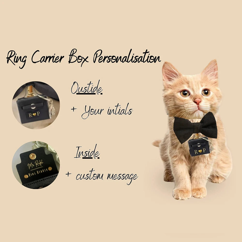 Personalized Wedding Ring Bearer Pouch for Dog Cat Custom Proposal Engagement Ring Box Dog Collars Proposal Ring Pillow