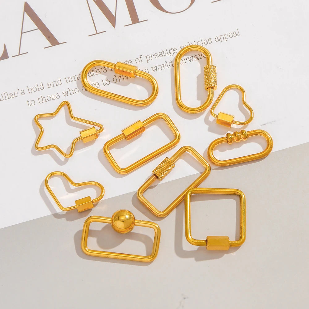 5Pcs Stainless Steel Gold Plated Spring Ring Clasps Geometric Shaped Open Jump Rings for DIY Jewelry Making