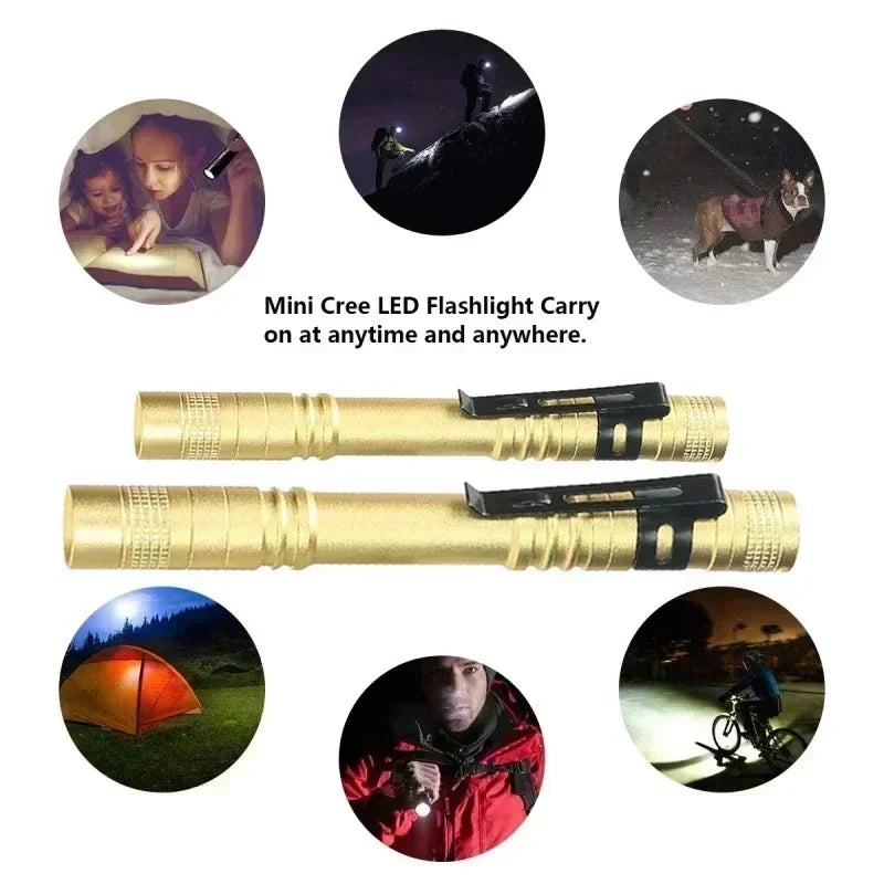 Mini Portable LED Pen Light with Clip Ultra Bright High Lumens Pocket Handheld Flashlight Torch for Camping Outdoor Emergency