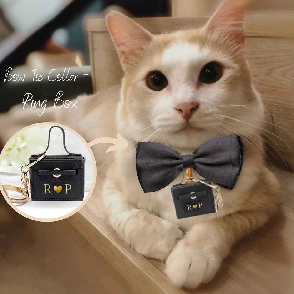 Personalized Wedding Ring Bearer Pouch for Dog Cat Custom Proposal Engagement Ring Box Dog Collars Proposal Ring Pillow