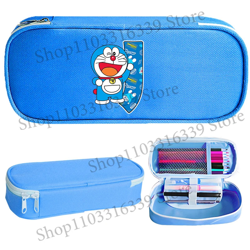 Doraemon Pencil Case Cartoon Letter Pen Bag Teenager Large Capacity Stationery Bag Student Back To School Kawaii Pen Pouch Gift