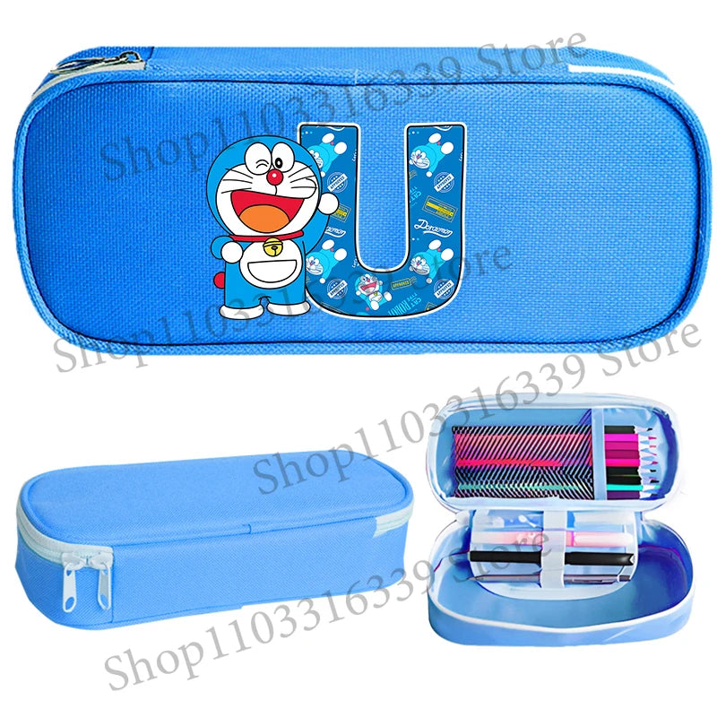 Doraemon Pencil Case Cartoon Letter Pen Bag Teenager Large Capacity Stationery Bag Student Back To School Kawaii Pen Pouch Gift