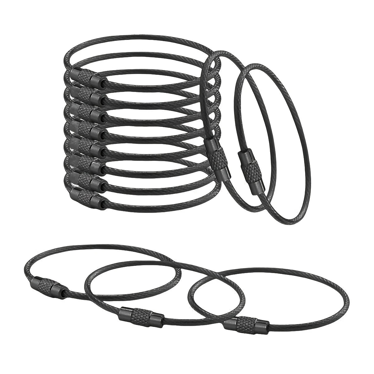 5/15/25/40Pcs Extendable Wire Keychain Cable Large Keyrings Luggage Tags Loops Holder ID Tag Keeper for DIY Key Ring Crafts Gift