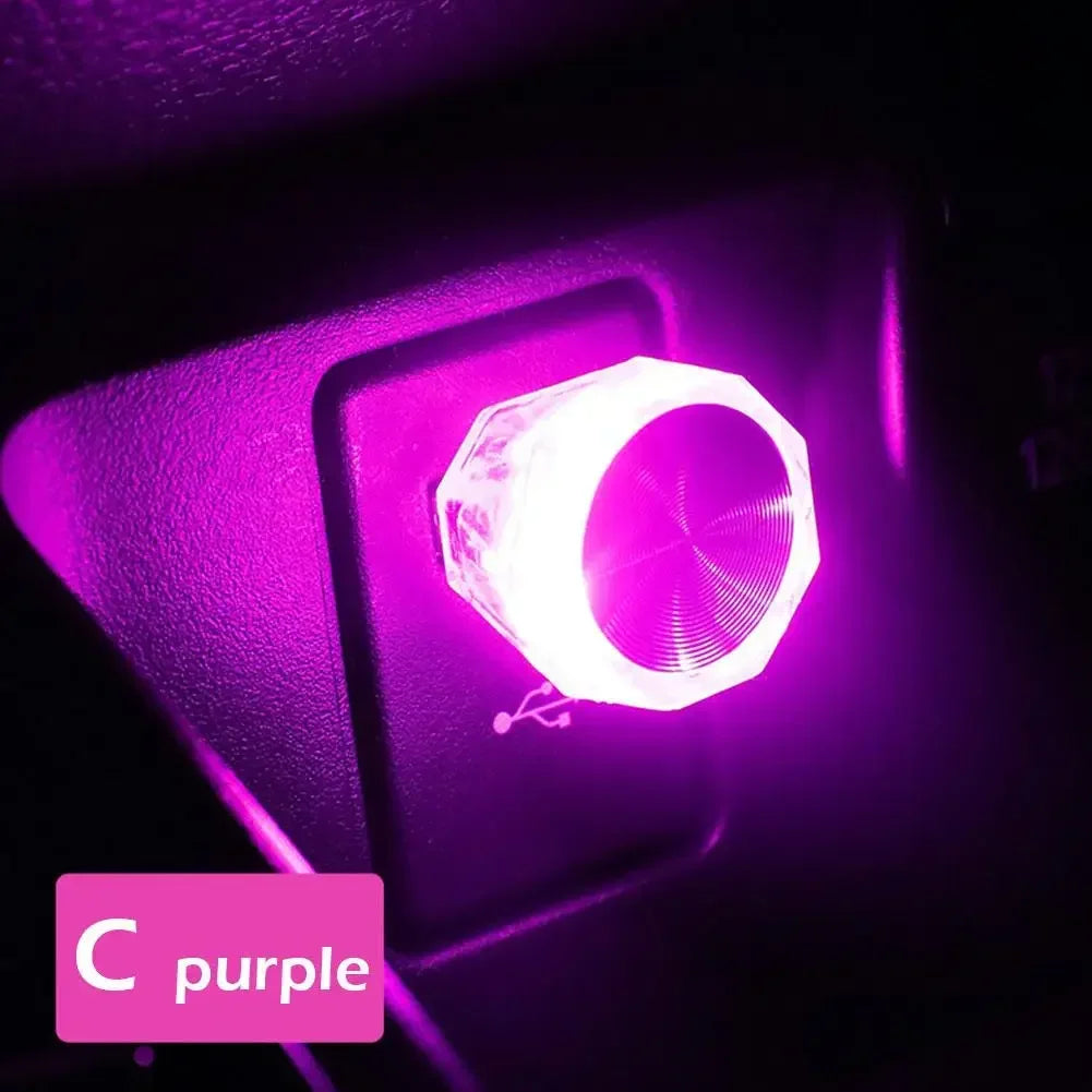 2026 Car LED Colorful Night Light Cigarette Lighter USB Atmosphere Light Wiring-Free Car Interior Lighting Accessories Supplies