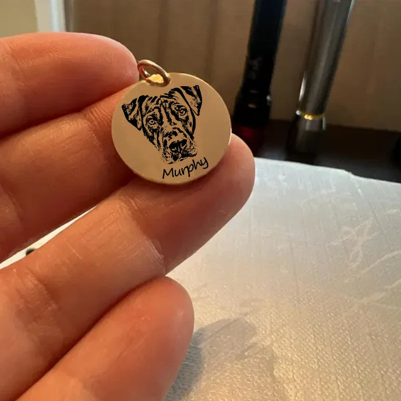 Custom Stainless Steel Pet Photo Pendant round Engraved Jewelry for Dogs Custom Pet Pendant Can Be Hung on Collar Or Dog Chain