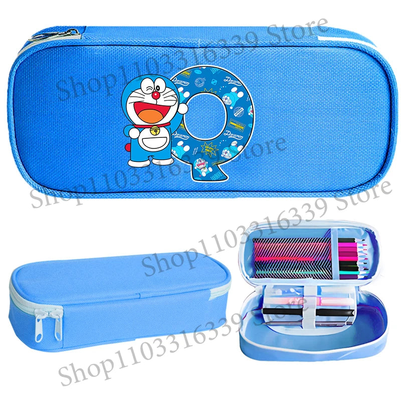 Doraemon Pencil Case Cartoon Letter Pen Bag Teenager Large Capacity Stationery Bag Student Back To School Kawaii Pen Pouch Gift